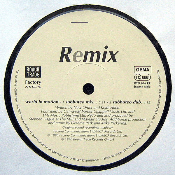 Englandneworder – World In Motion (Remix) (EX, FUNDA VG+) BOX24