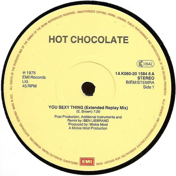 Hot Chocolate – You Sexy Thing (Extended Replay Mix) (NM) BOX27