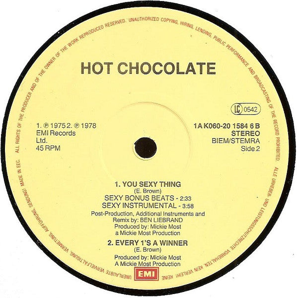 Hot Chocolate – You Sexy Thing (Extended Replay Mix) (NM) BOX27