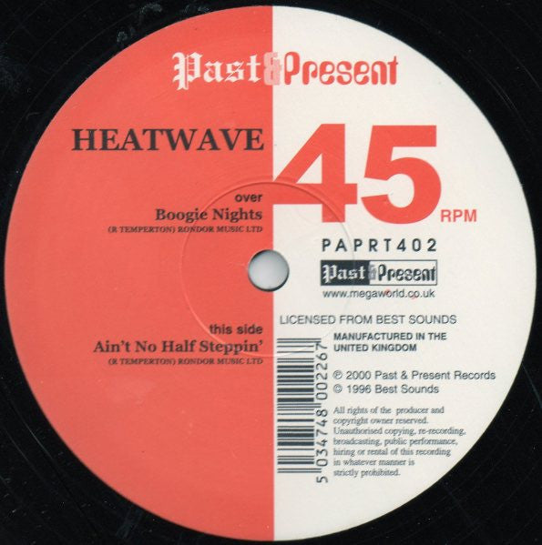 Heatwave – Boogie Nights / Ain't No Half Steppin' (NM, Funda Generic de Sello) Box3