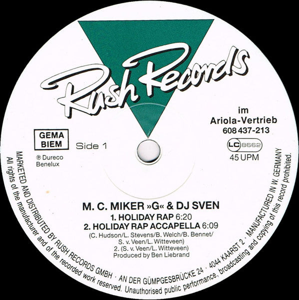 M.C.Miker"G" & Deejay Sven – Holiday Rap (NM) BOX35