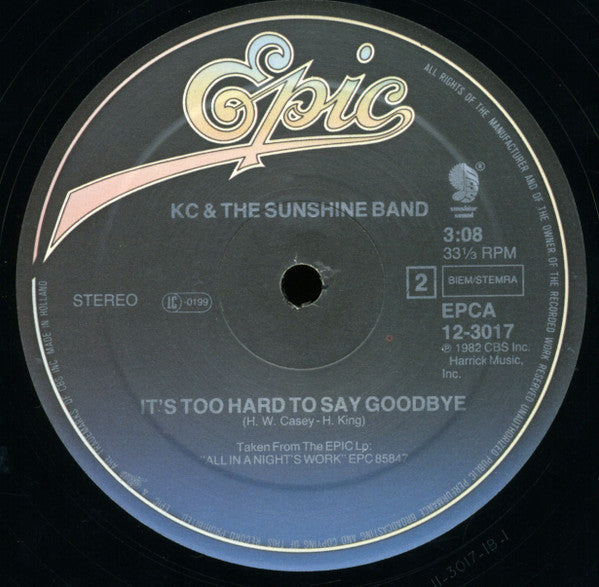 KC & The Sunshine Band – Give It Up / It's Too Hard To Say Goodbye (NM, FUNDA VG+) BOX24