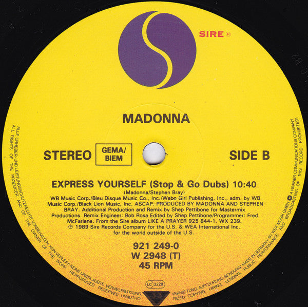 Madonna – Express Yourself (NM, FUNDA VG+) BOX9
