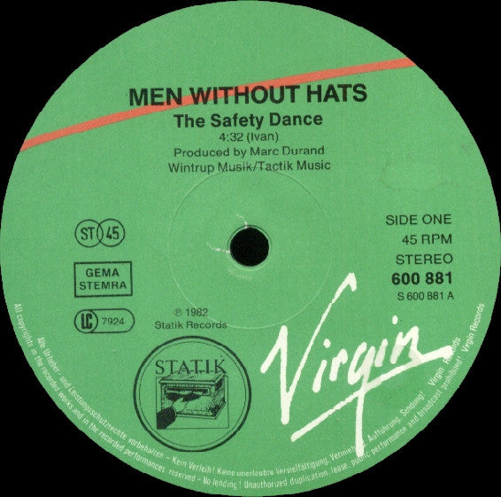 Men Without Hats – The Safety Dance (Extended 'Club Mix') (NM) BOX29