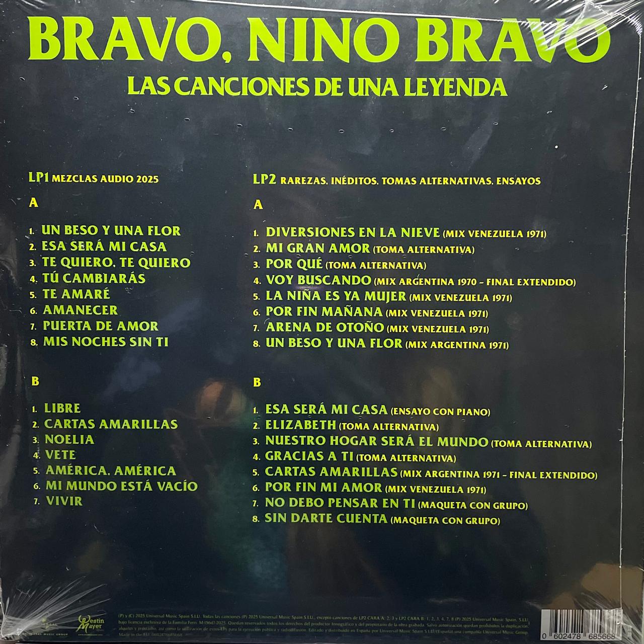 Nino Bravo – Bravo, Nino Bravo - EDICIÓN LIMITADA 80 ANIVERSARIO / DISCO DOBLE (NUEVO, SELLADO) BOXV20