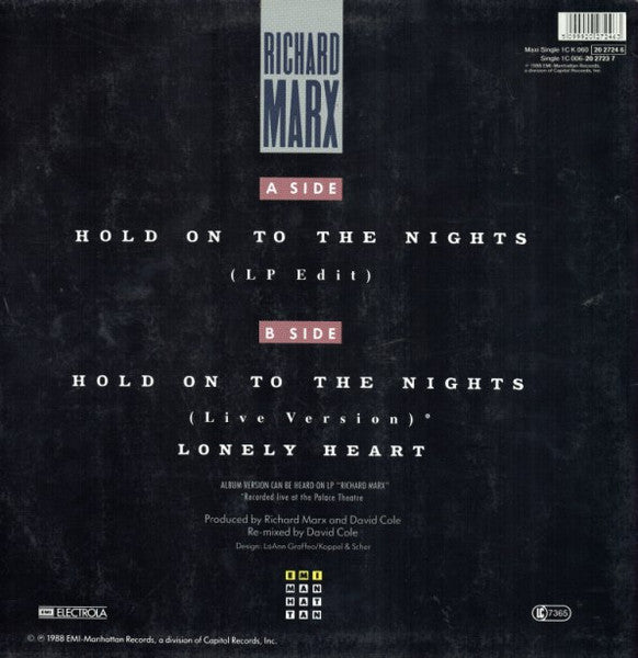Richard Marx – Hold On To The Nights (EX) BOX36