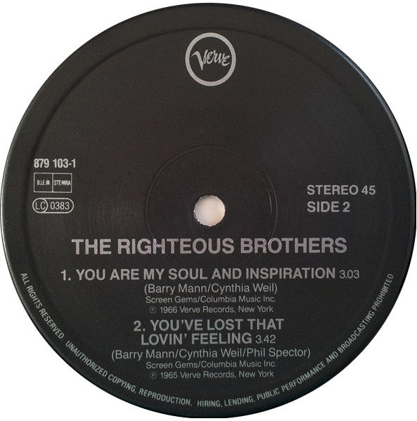 The Righteous Brothers – Unchained Melody (NM, FUNDA VG+) BOX27