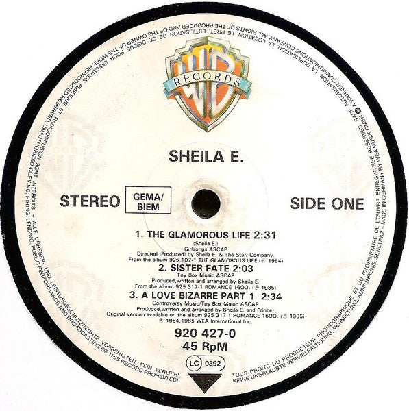 Sheila E. – Special Medley Of The Glamorous Life / Sister Fate / A Love Bizarre (VG+ FUNDA GENÉRICA) BOX35