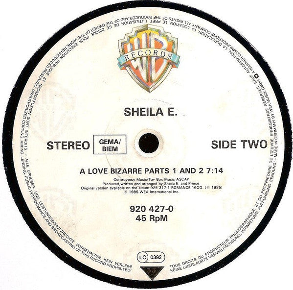 Sheila E. – Special Medley Of The Glamorous Life / Sister Fate / A Love Bizarre (VG+ FUNDA GENÉRICA) BOX35