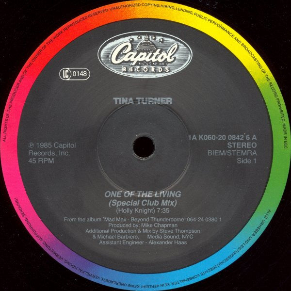 Tina Turner – One Of The Living (NM, FUNDA EX) (Special Club Mix) BOX35
