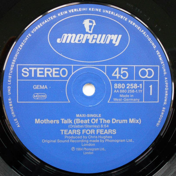 Tears For Fears – Mothers Talk (Beat Of The Drum Mix) (NM, FUNDA VG+) BOX29