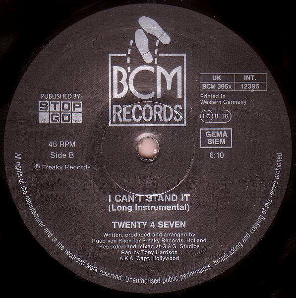 Twenty 4 Seven Featuring Capt. Hollywood – I Can't Stand It! (VG+) BOX24