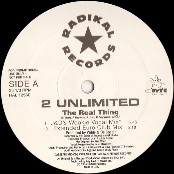 2 Unlimited ‎– The Real Thing (VG+, Funda Generic) Box8