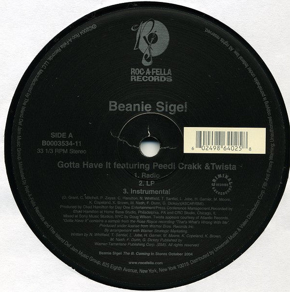 Beanie Sigel – Gotta Have It (VG+, Funda Generic) Box24