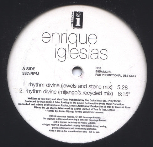 Enrique Iglesias – Rhythm Divine (VG+) Box 17