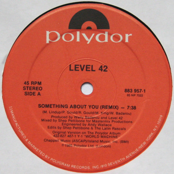 Level 42 ‎– Something About You Remix (VG+, Funda Generic) Box9
