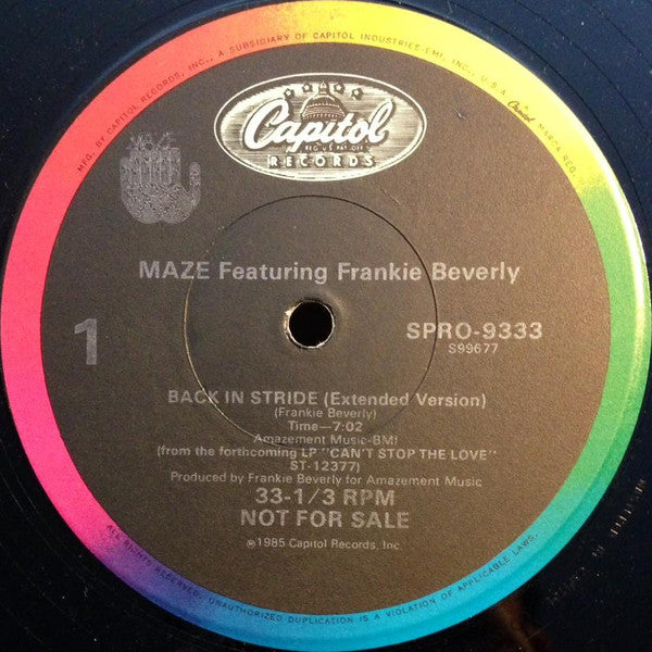 Maze Featuring Frankie Beverly – Back In Stride (VG+, Funda Generic) Box17