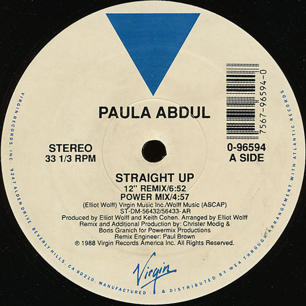 Paula Abdul ‎– Straight Up (VG+, Funda Generic) Box9
