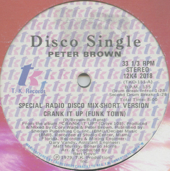 Peter Brown – Crank It Up (Funk Town) (VG+, Funda Generic) Box23