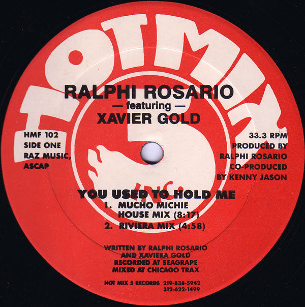 Ralphi Rosario Featuring Xavier Gold ‎– You Used To Hold Me (VG+, Funda Generic) Box19