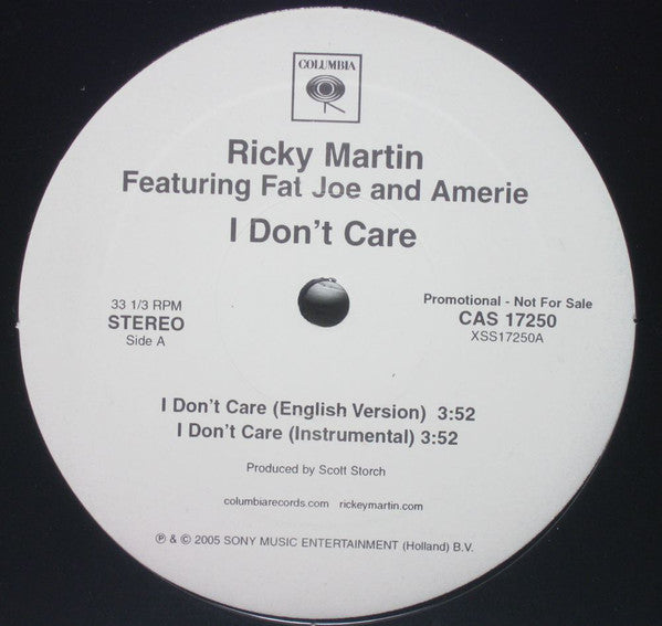 Ricky Martin Feat. Fat Joe Feat. Amerie – I Don't Care (VG+) Box 17