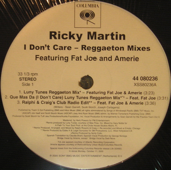 Ricky Martin – I Don't Care (Reggaeton Mixes) (Mint, Funda Generic) Box13