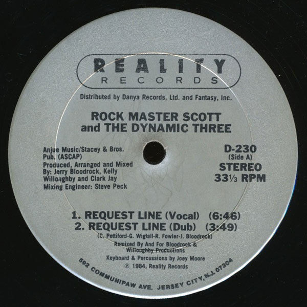 Rock Master Scott And The Dynamic Three – Request Line / The Roof Is On Fire (VG+, Funda Generic) Box17