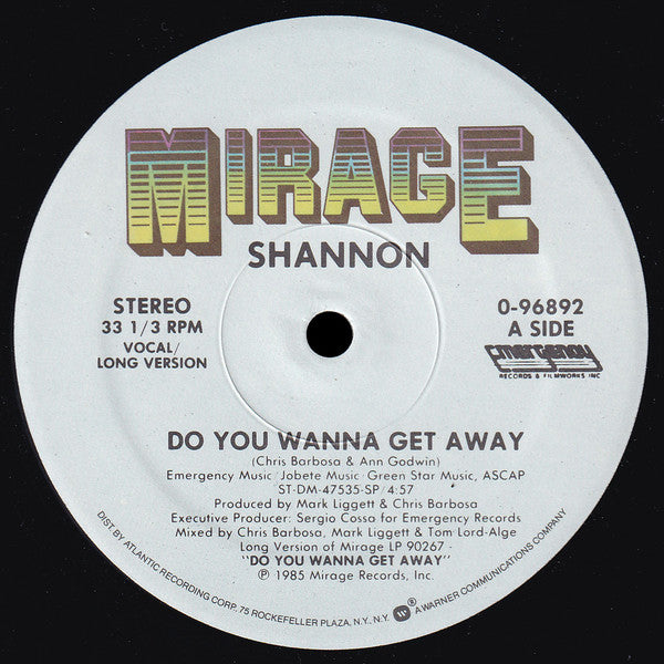 Shannon ‎– Do You Wanna Get Away (VG+, Funda Generic) Box21