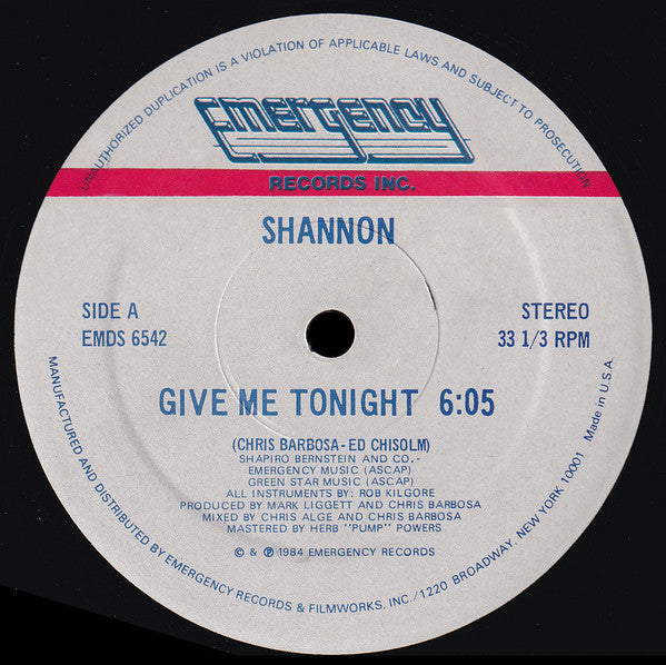 Shannon ‎– Give Me Tonight (VG+, Funda Generic) Box21