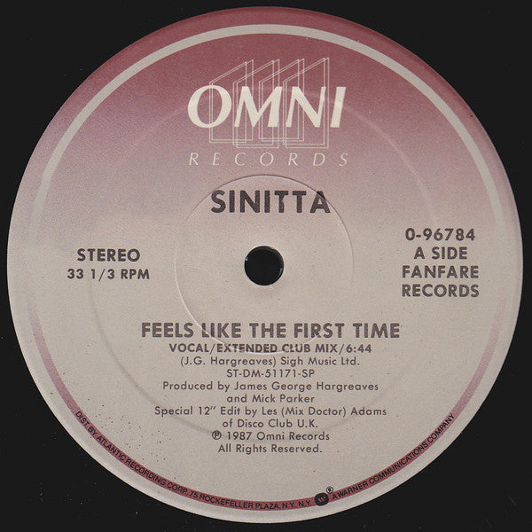 Sinitta – Feels Like The First Time (VG+, Funda Generic) Box22