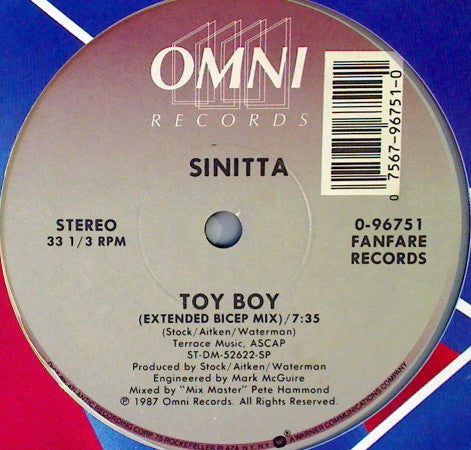Sinitta – Toy Boy (VG+) Box 17
