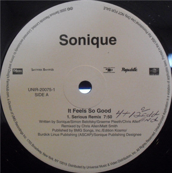 Sonique – It Feels So Good (Remixes) (VG+, Funda Generic) Box9