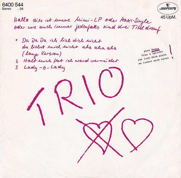 Trio – Da Da Da Ich Lieb Dich Nicht Du Liebst Mich Nicht Aha Aha Aha (VG+) Box27