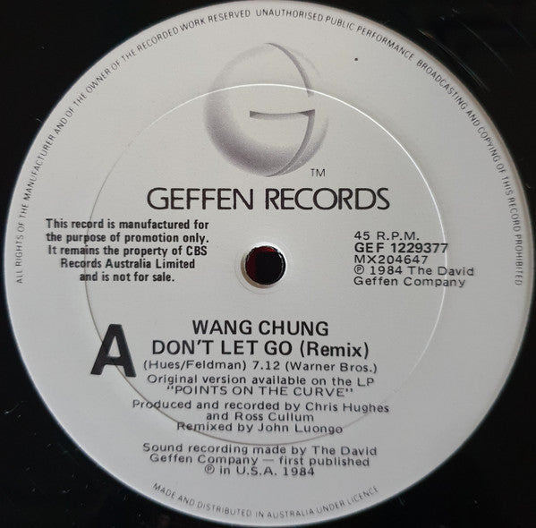 Wang Chung – Don't Let Go (EX, Funda Generic) Box16