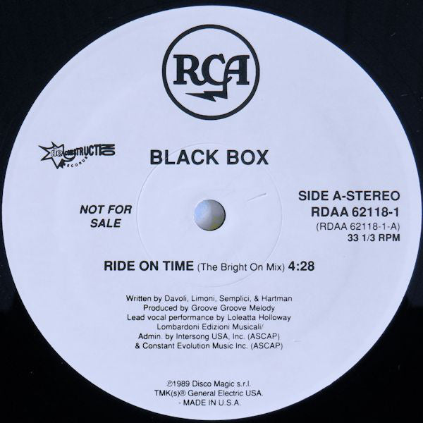 black box ride on time (remix) (VG+, Funda Generic) Box18