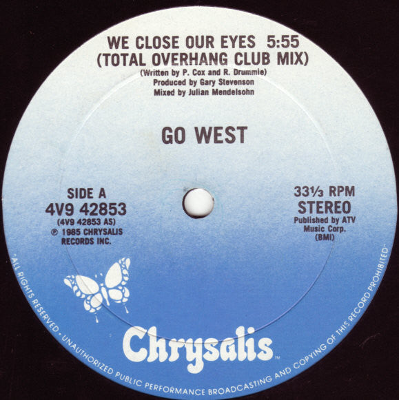 Go West – We Close Our Eyes (Total Overhang Club Mix) (VG+, Funda Generic) Box13