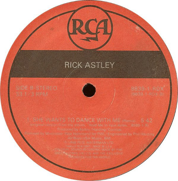 Rick Astley – She Wants To Dance With Me (Night & Day Remixes) (VG+, Funda Generic) Box20