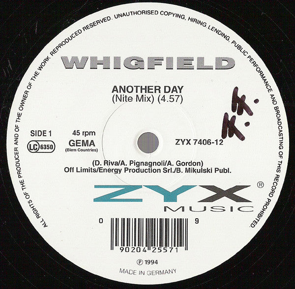 Whigfield – Another Day (VG+, Funda Generic) Box8